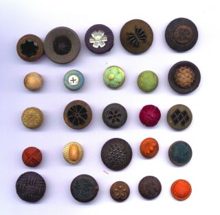 (5) Vintage,  Antique Fabric Padded Buttons 1800 To 1930 