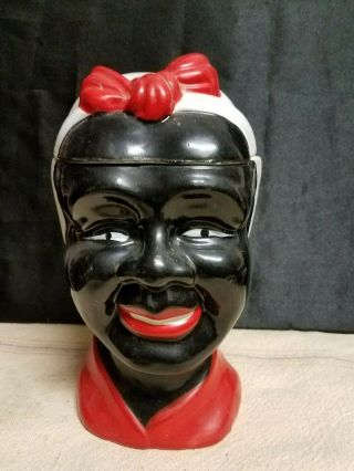 Vintage Black Americana 10” " Mammy " Ceramic Cookie Jar Aunt Jemima Head Bust