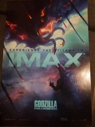 Rare Godzilla King Of The Monsters Imax Poster,  13” X 19” Ghidorah