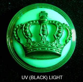 Unique Czech Vaseline/uranium Glass/brass Button (1pc) D938 - King 