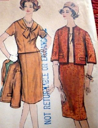 Lovely Vtg 1960s Suit & Blouse Sewing Pattern Bust 37 Ff