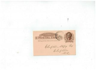 Clifton Manufacturing Company,  Clifton,  Sc - 1886 Tax Assessment Post Card