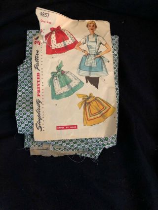 Vintage Simplicity Sewing Pattern 4857 Cut With Fabric For Apron Started Finish