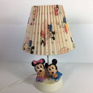 Vintage 1984 Walt Disney Baby Mickey Minnie Mouse Nursery Lamp Night Light