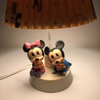 Vintage 1984 Walt Disney Baby Mickey Minnie Mouse Nursery Lamp Night Light 3