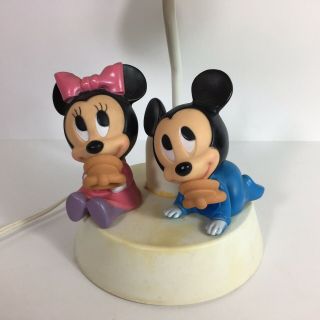 Vintage 1984 Walt Disney Baby Mickey Minnie Mouse Nursery Lamp Night Light 4