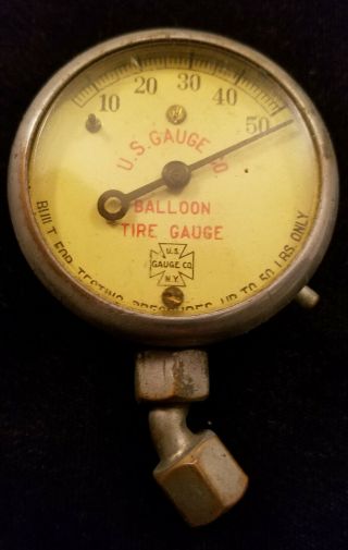 Vintage US Gauge CO NY Tire Air Pressure Gauge with Leather Case 2