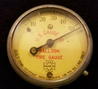 Vintage US Gauge CO NY Tire Air Pressure Gauge with Leather Case 3