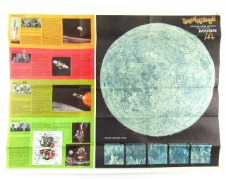 1969 Official Rand Mcnally Ronald Mcdonald Map Of The Moon & Outer Space B3