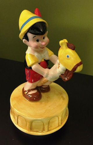 Pinocchio When You Wish Upon A Star Spinning Ceramic Music Box (schmid Wdw) 80s