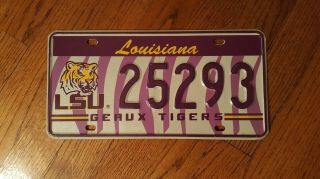 Louisiana License Plate Lsu 25293 Very 2000 Special Lqqk