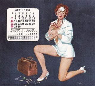 Al Brule - Apr 1957 Art Illustrated Pin - Up/cheesecake Esquire Calender Page