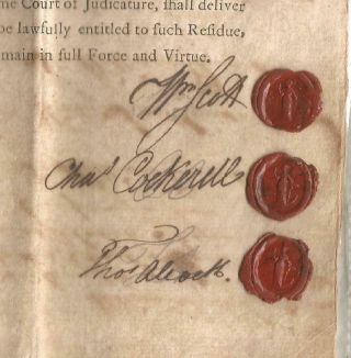 1797 Bond Of W Scott Before Sir W Dunkin For Admn Of Estate Of Maj S Scott Dcsd
