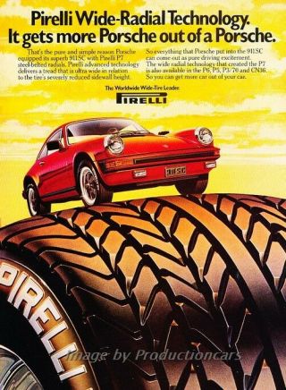 1980 Porsche 911 911sc Pirelli Tire - Advertisement Print Car Ad J452