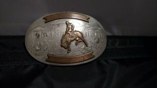 Vintage Comstock Silversmiths German Silver Belt Buckle Bronco Rodeo Cowboy