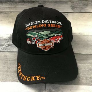 Vintage Harley Davidson Motorcycles Bowling Green Kentucky Black Embroidered Cap