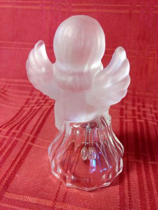 Set/2 Vtg Frosted Glass Christmas Angel Bells Lead Crystal AGC Taiwan Ornament 3