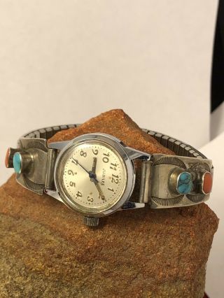 Old Pawn Navajo W.  Long 925 Turquoise 7 " Watch Band Tips Ltzx 021419dcaz@f