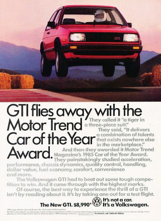 1985 Vw Volkswagen Gti Car Of The Year - Advertisement Car Print Ad J505