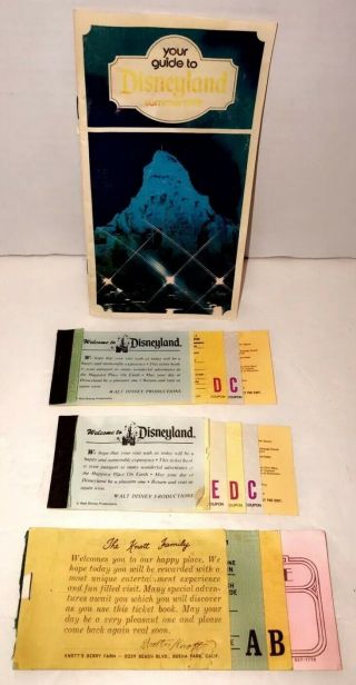 Pair 1971 Vtg Vintage Disneyland Junior Ticket Coupon Book Booklet Disney 1970 