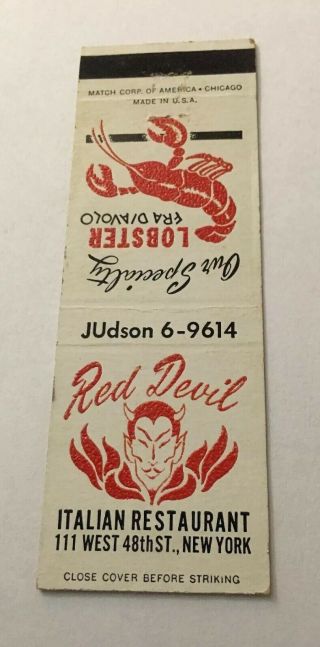 Vintage Matchbook Cover Matchcover Red Devil Italian Restaurant York Ny