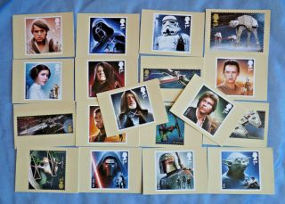 18 X Star Wars Postcards Royal Mail 2015 Darth Vader Hans Solo