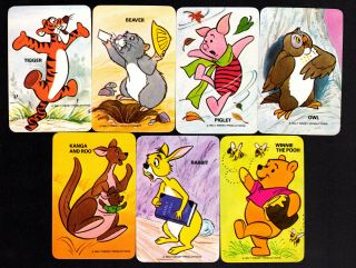 Vintage Swap Cards - Winnie The Pooh & Friends X 7 (blank Backs)