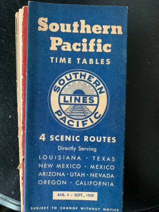 Southern Pacific Railroad Condensed Through Schedules 1938