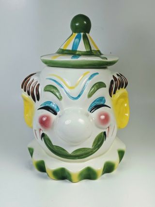 Vintage Metlox Clown Cookie Jar Vibrant Colors