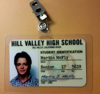 Back To The Future Id Badge - Martin J.  Mcfly (marty) Hill Valley Senior Cosplay