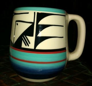 Ute Mountain Native American Pottery Mug Coffee Cup Tribal Seal Signed Padilla