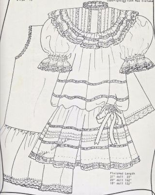 18 " Antique Heirloom French Sew By Machine Doll Dress Pattern/jumeau/bru - German