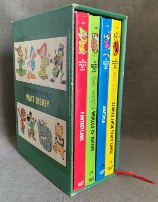 Vintage The Wonderful Worlds Of Walt Disney Box Book Full Set Golden Press 1965