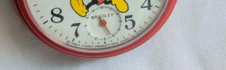 Disney Bradley Red Mickey Mouse Pocket Watch Vintage Mechanical Wind 4