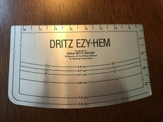 Vtg Dritz Ezy - Hem And Sewing Gauge Aid Notion By Bishop Method Very Handy