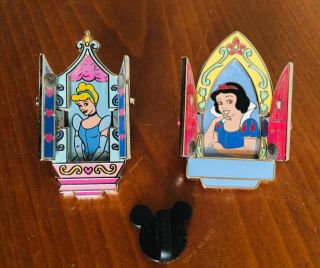 Cinderella & Snow White Hinged Window Princess 2002 2 Pin Set Disney Disneyland