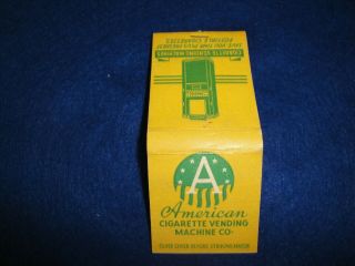 Vintage American Cigarette Vending Machine Co.  Matchbook 20 Matches Unstruck