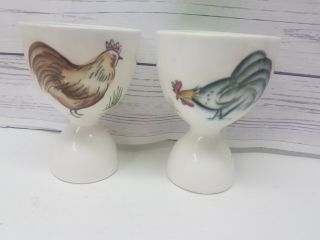 Vintage Egg Cups Chicken Rooster Farm Made In Japan Set Of 2