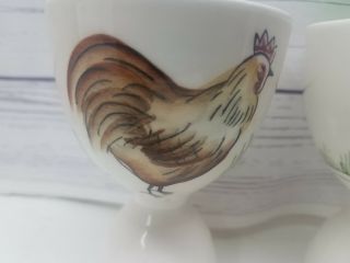 Vintage Egg Cups Chicken Rooster Farm Made in Japan Set of 2 5