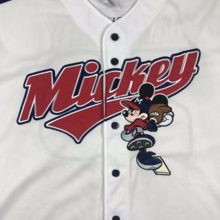 Mickey Mouse Adult Baseball Jersey XL Walt Disney World All Star Button Front 2