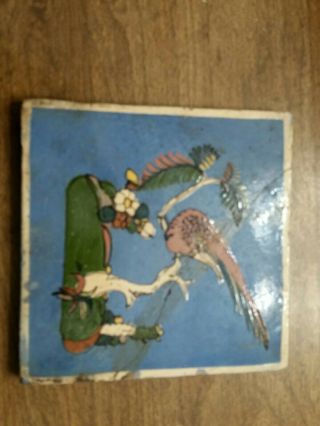 Vintage Hand Painted Clay Tile Made In Mexico