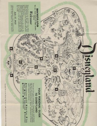 1957 TINKERBELL WELCOME TO DISNEYLAND Map Pamphlet Brochure Vintage ...