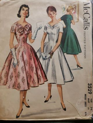 Vintage Sewing Pattern 1950s Misses Dress Mccall 3529 Size 14