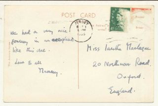 Postcard RPPC Jersey airport DC3 Dakota BEA British European Airways posted 1955 2