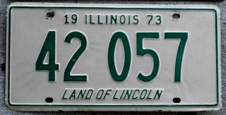 1973 Green On White Illinois License Plate In Great Shape