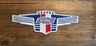Huge Vintage Chevrolet Sew On Patch 10.  5 " X 4 " Red White & Blue