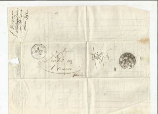 Stampless Folded Letter: 1852 La Mure,  France