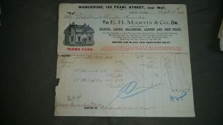 1891 York N.  Y.  Letterhead Billhead E.  H.  Martin & Co. ,  Dr.  Roofing