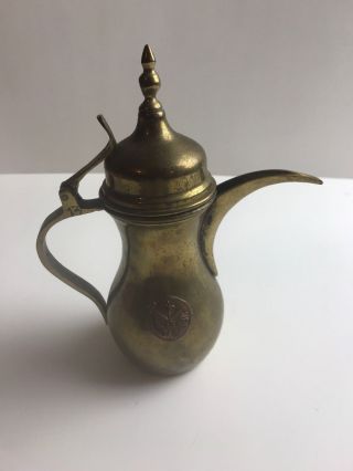 Vintage Saudi Arabia Solid Brass Dallah Coffee Pot – Islamic Brass Tea Pot
