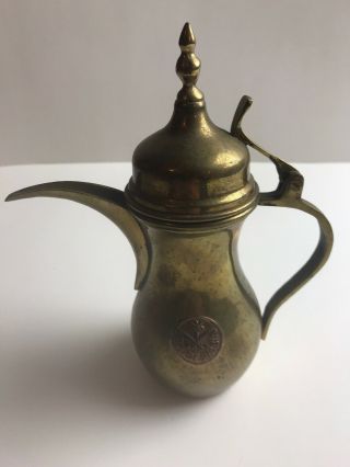 Vintage Saudi Arabia Solid Brass Dallah Coffee Pot – Islamic Brass Tea Pot 3
